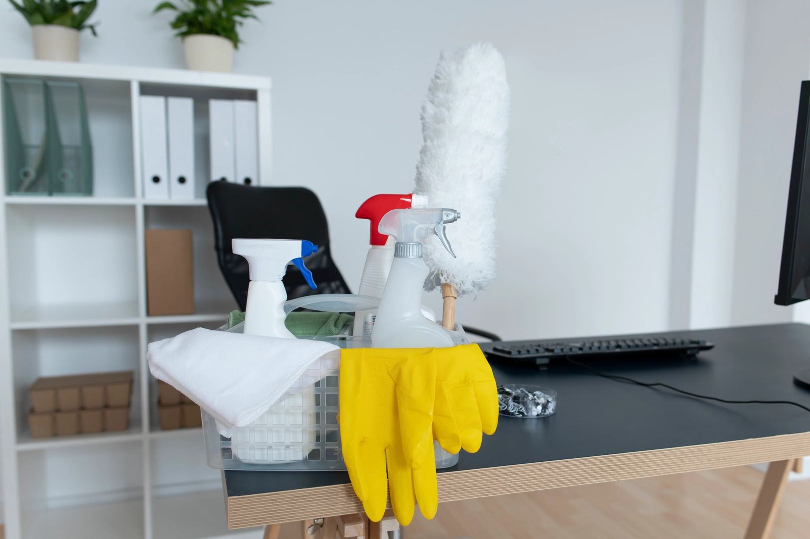 Kitchen cleaning supplies used for professional house cleaning services